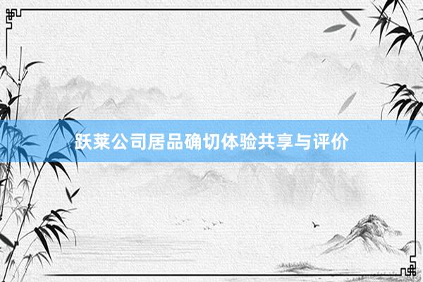 跃莱公司居品确切体验共享与评价